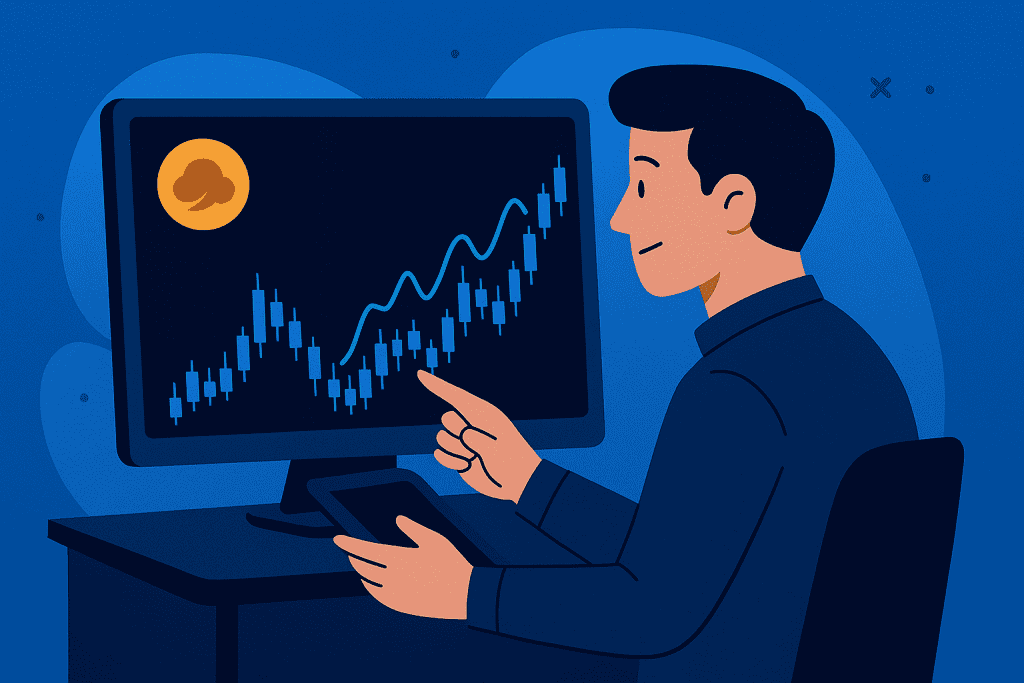 Trader analyzing Fartcoin price trends on a screen.