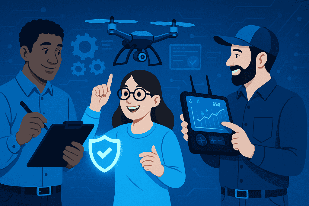 Drone engineers and Pilot.