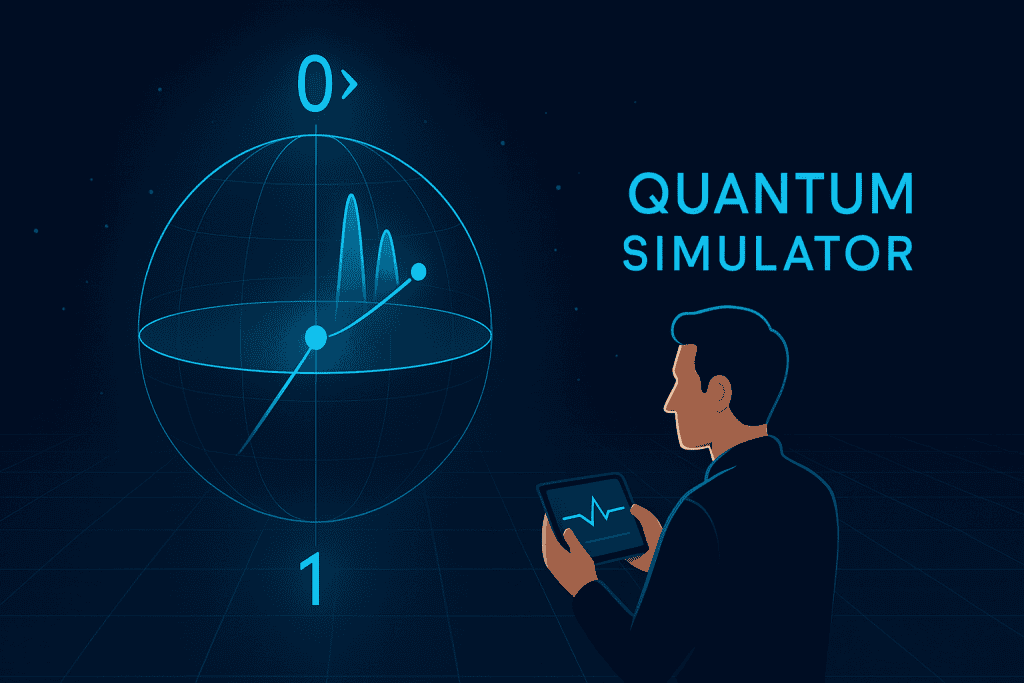 Visualization of a qubit’s superposition state in a quantum simulator.
