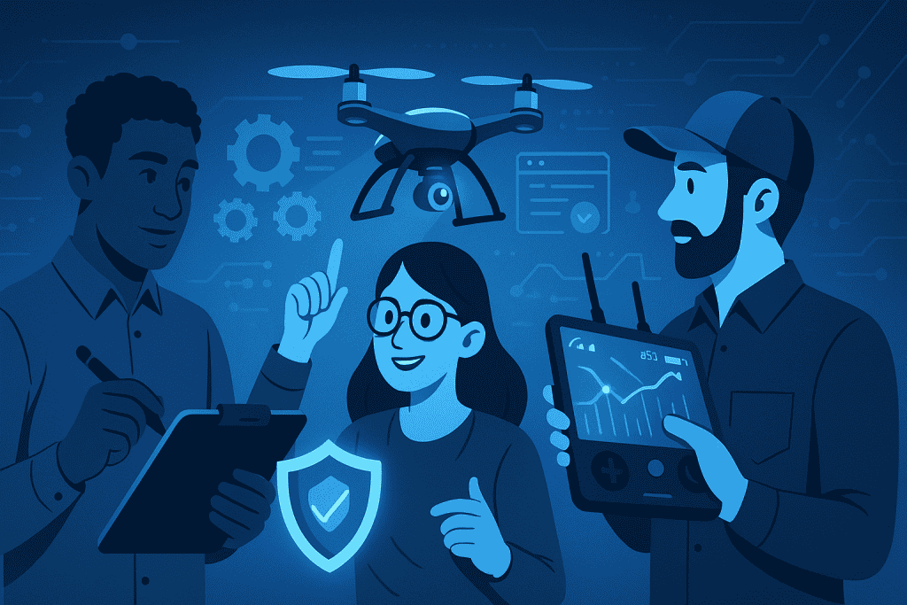 Drone engineers and Pilot.