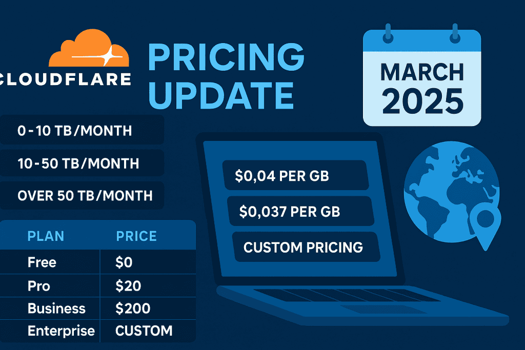 Cloudflare pricing updates announced in March 2025, global rollout.