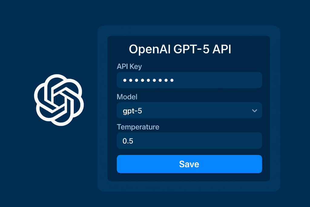 OpenAI GPT 5 API 설정 화면.