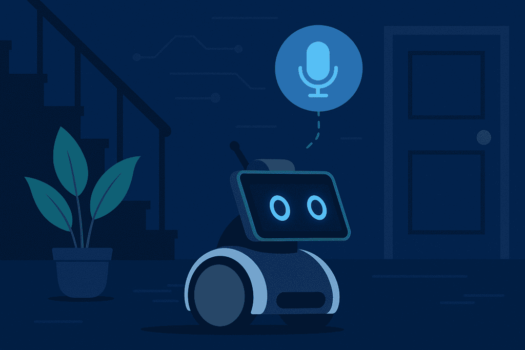 Amazon Astro navigating home with AI-powered smart assistant features.