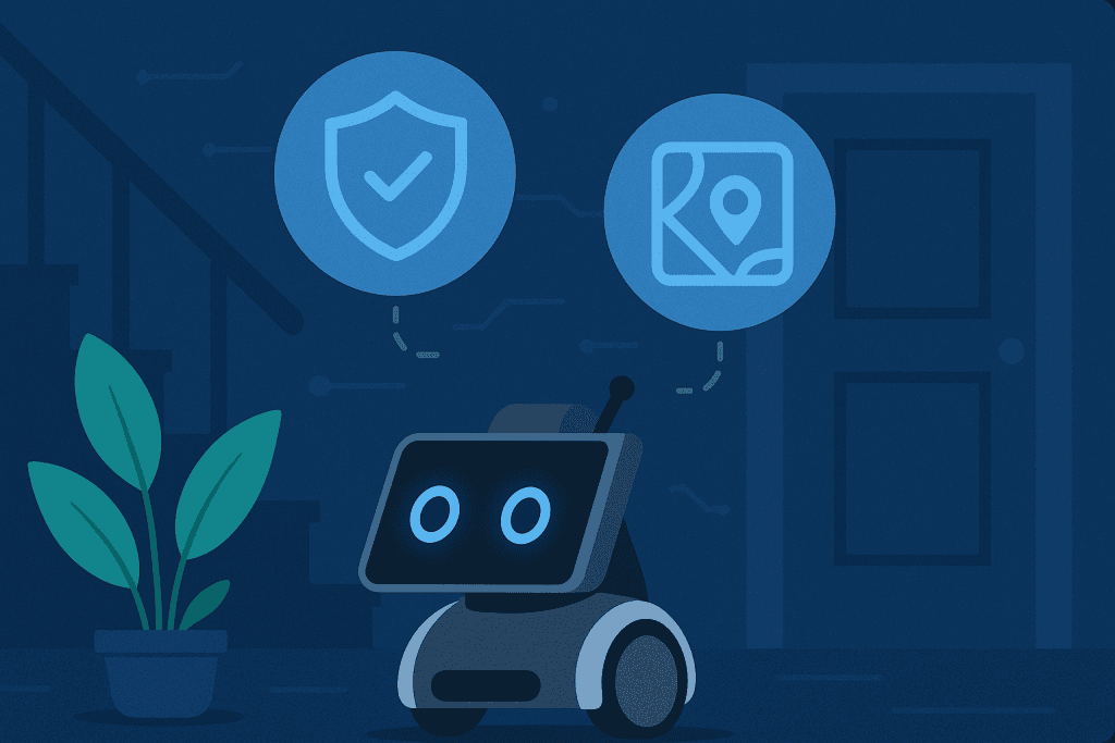 Amazon Astro smart robot analyzing home security and navigation.