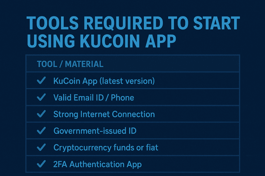 Tools required to start using KuCoin app