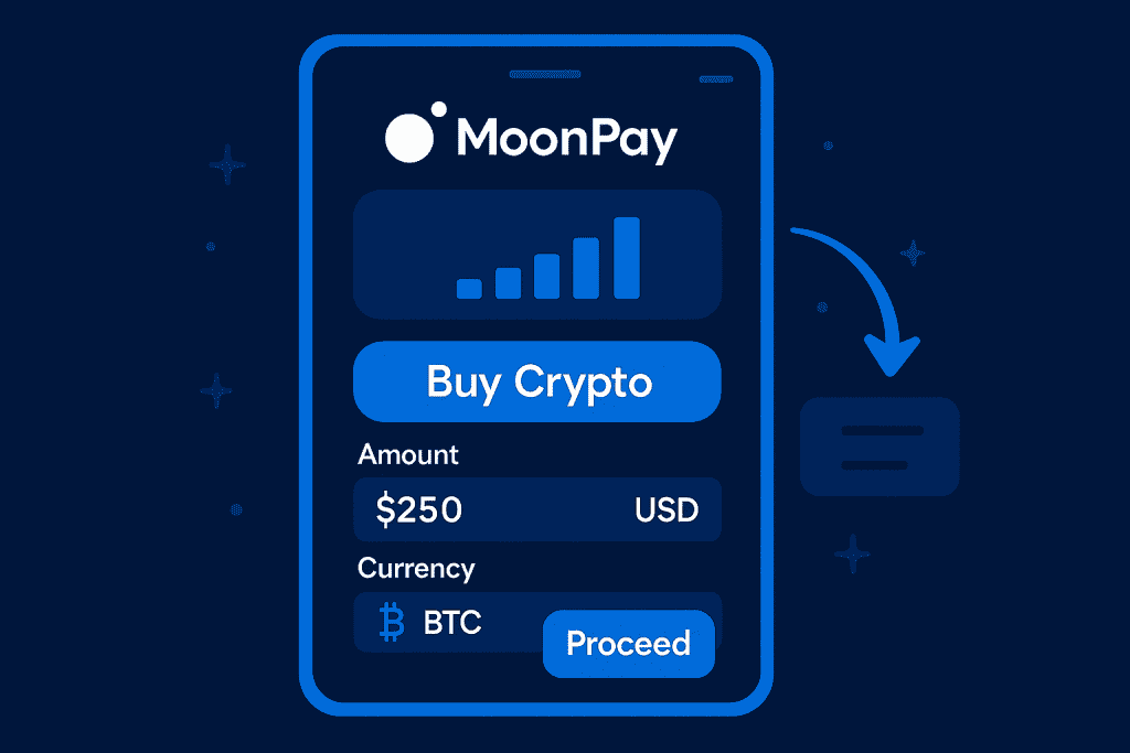 moonpay app dashboard interface showing crypto purchase flow