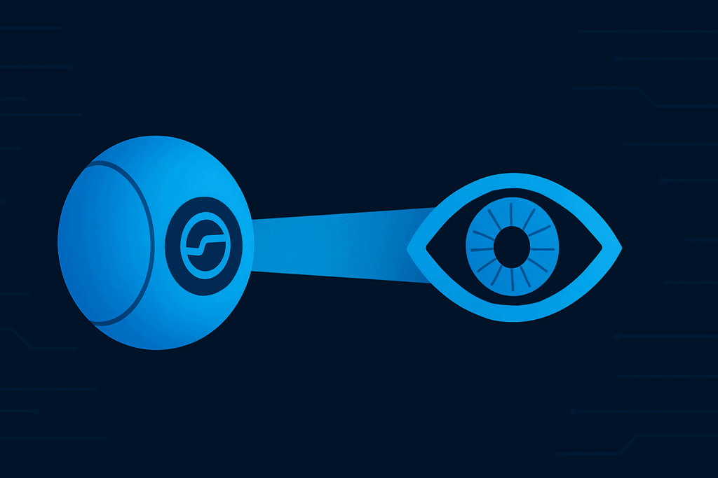 Worldcoin’s Orb scanning an iris for identity verification.