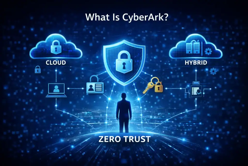 What Is CyberArk concept art of Zero Trust access control for cloud and hybrid enterprise systems