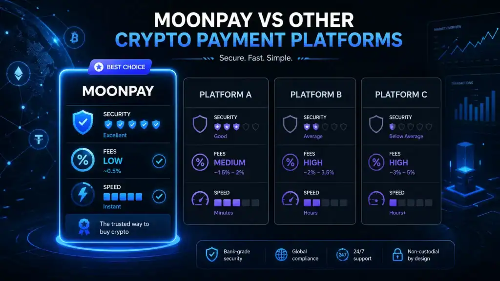 Is MoonPay Safe comparison image featuring MoonPay
