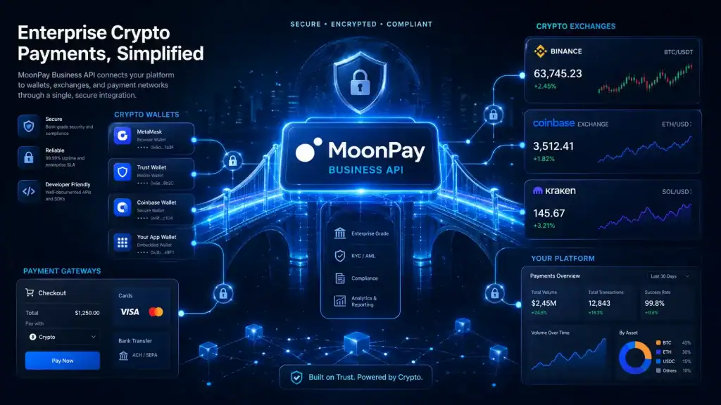 MoonPay business API integration concept