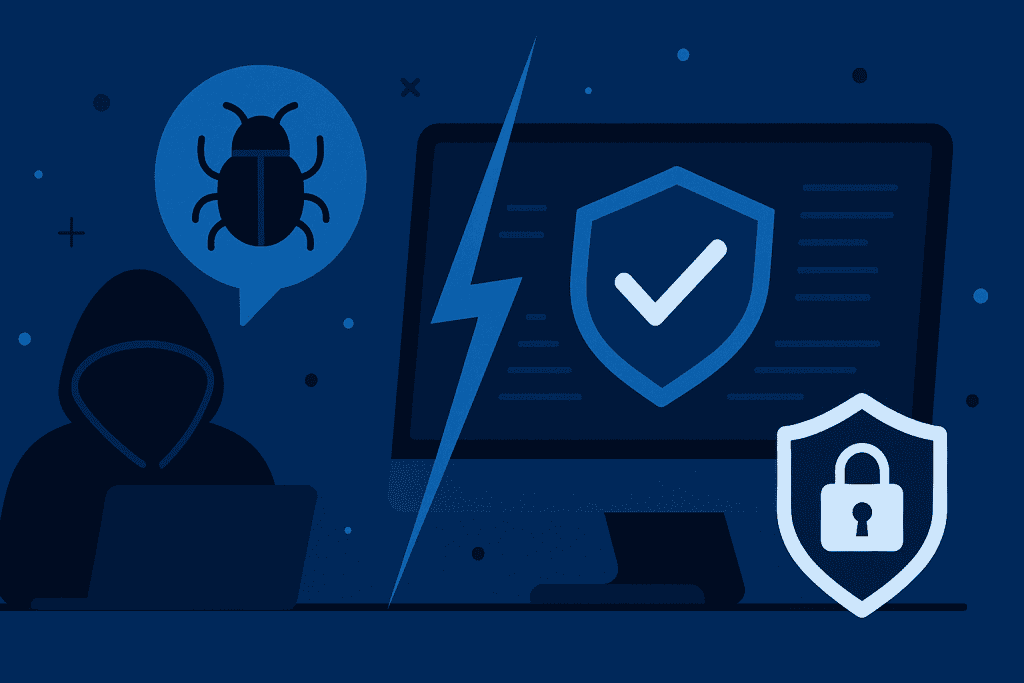 Cyber threats and antivirus protection for online safety.