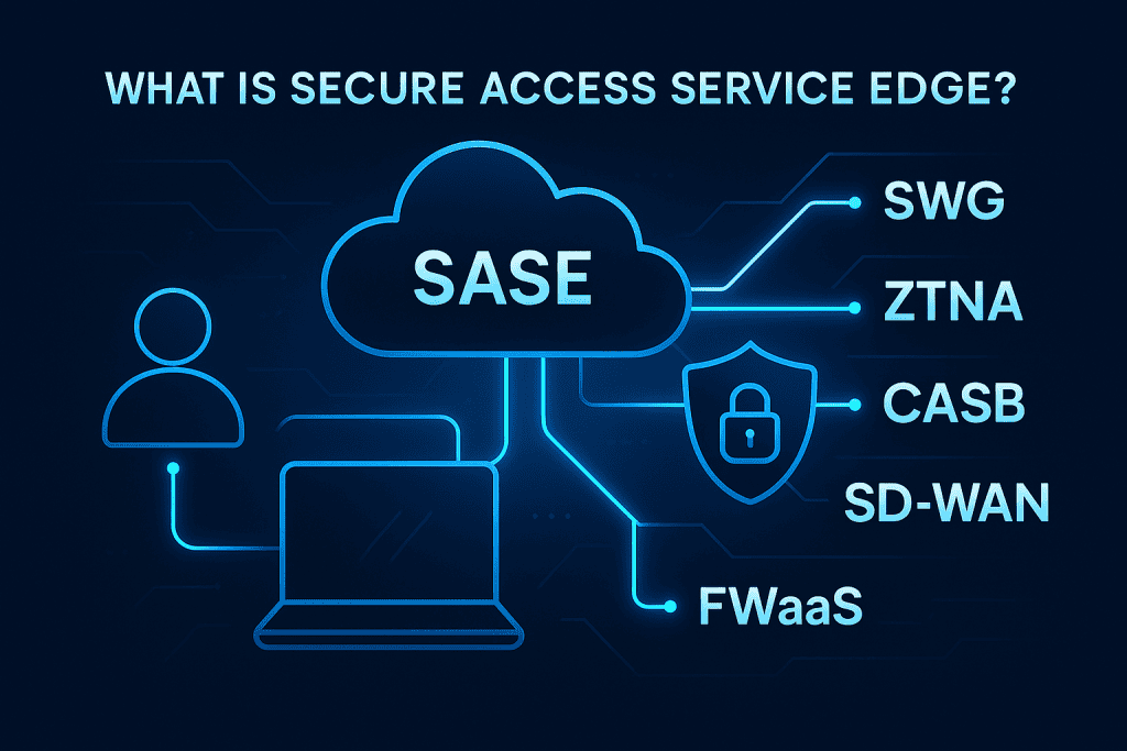 Visual representation defining what is Secure Access Service Edge and its core components.