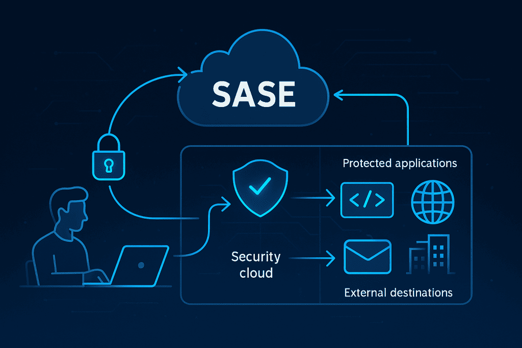 Workflow illustration showing how what is Secure Access Service Edge functions in real-time access control.