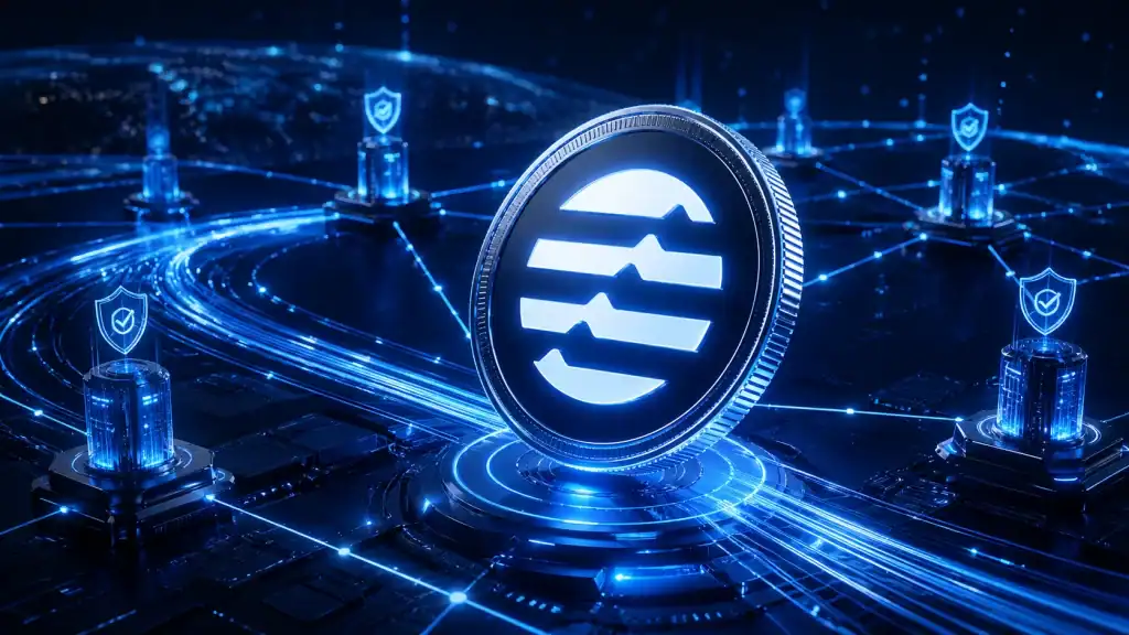 Aptos Coin displayed with fast transaction trails and validator nodes