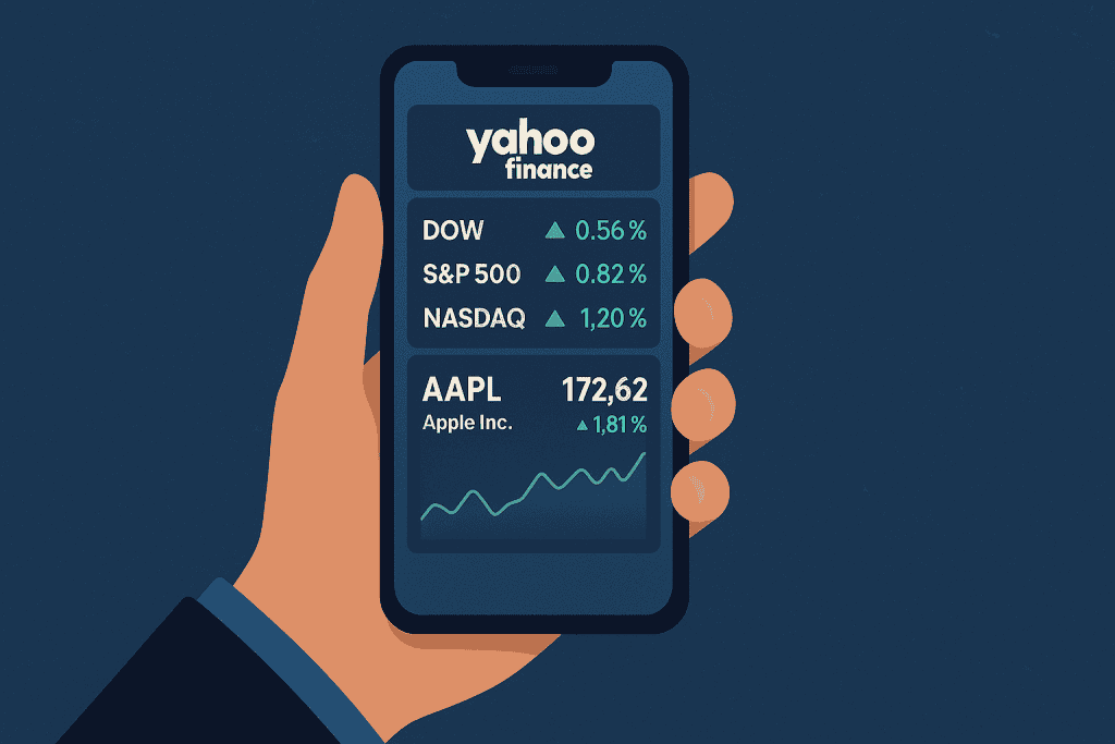 Yahoo Finance mobile app displaying market data
