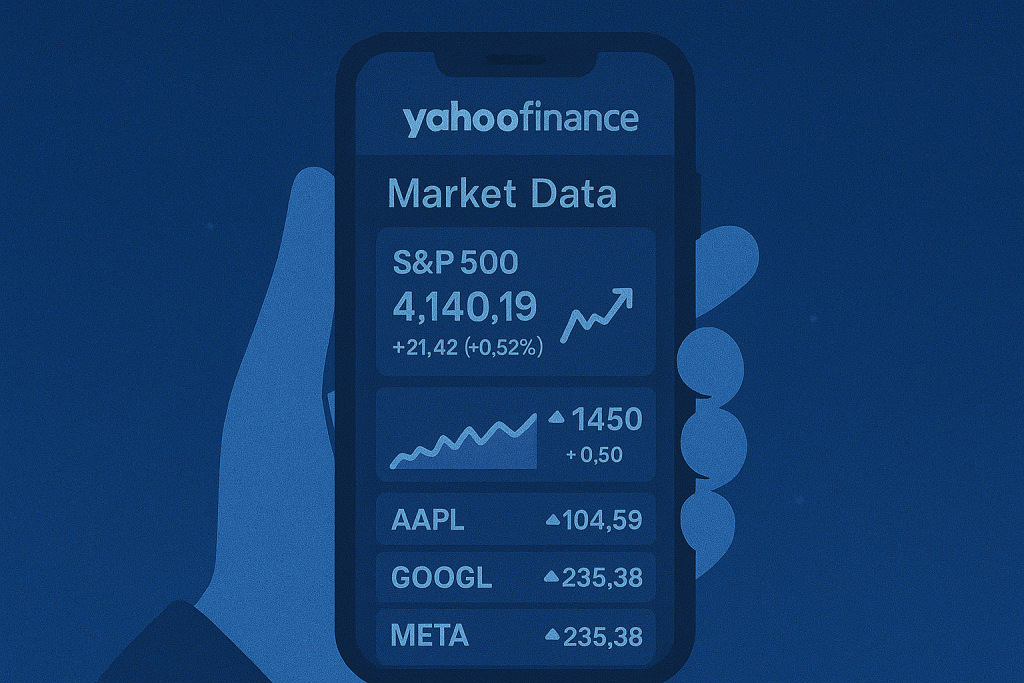 Yahoo Finance mobile app displaying market data