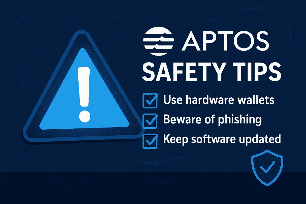 Warning sign with tips for using Aptos safely