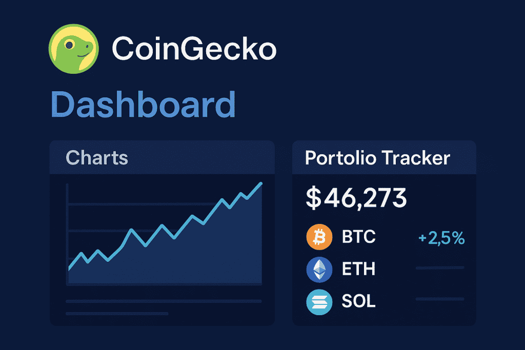 CoinGecko dashboard with charts and portfolio tracker