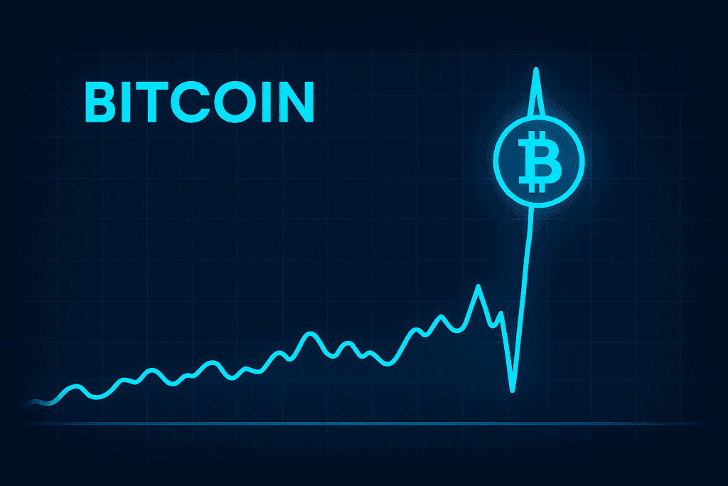 Bitcoin price chart showing sharp volatility spike