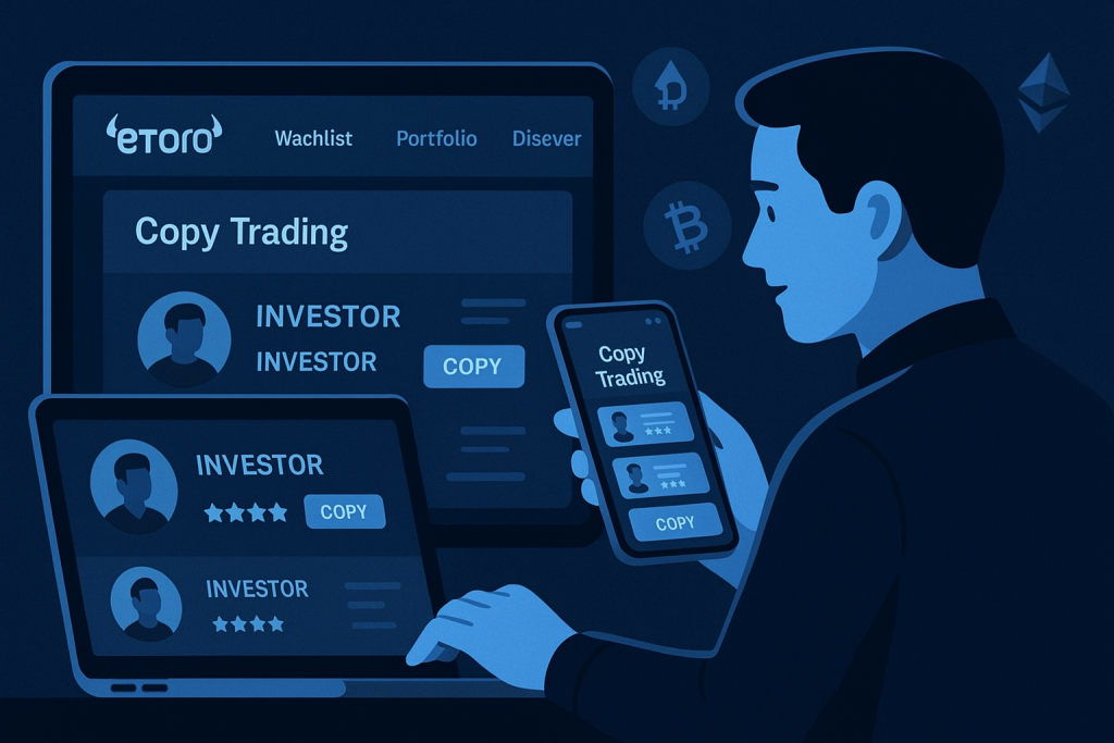 Investors using copy trading on Etoro app