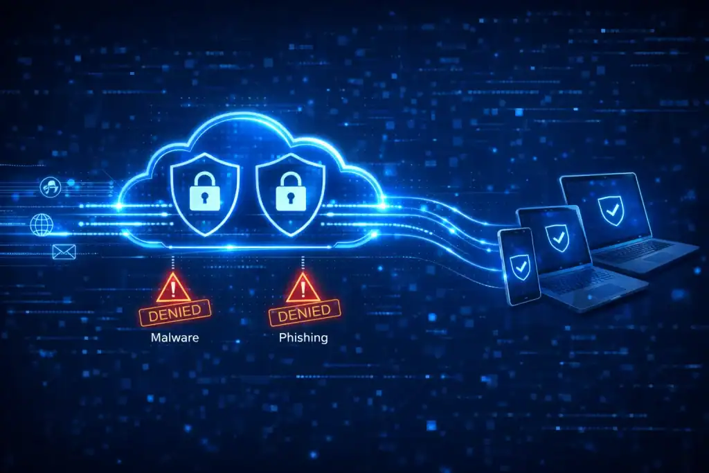 what is Zscaler? Inline security inspection scene where web traffic passes through 