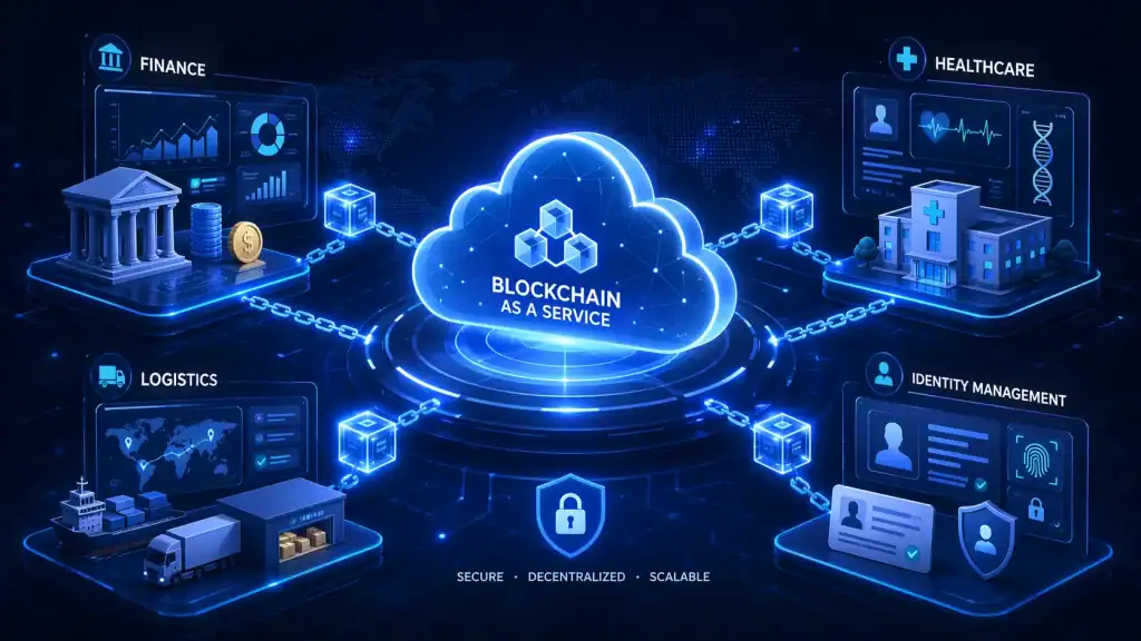 Cloud-based Blockchain as a Service network connecting finance