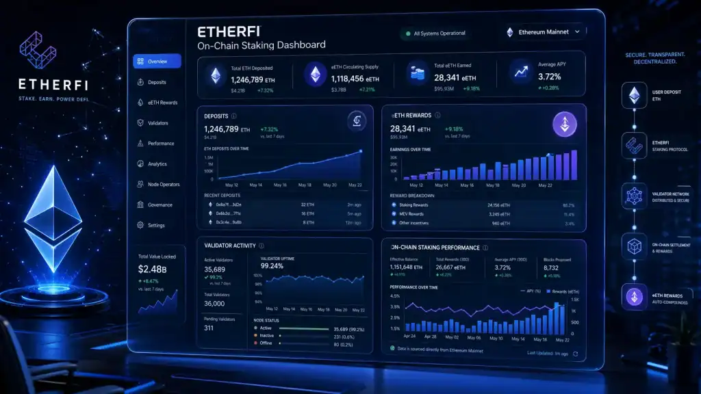 EtherFi dashboard displaying ETH deposit