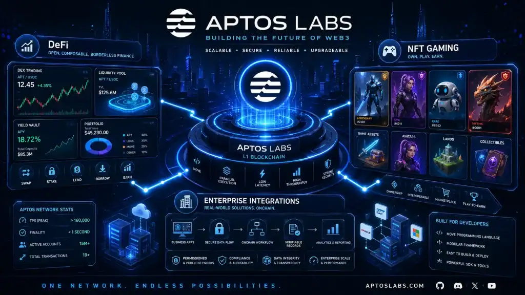 Aptos Labs ecosystem visual with DeFi platforms