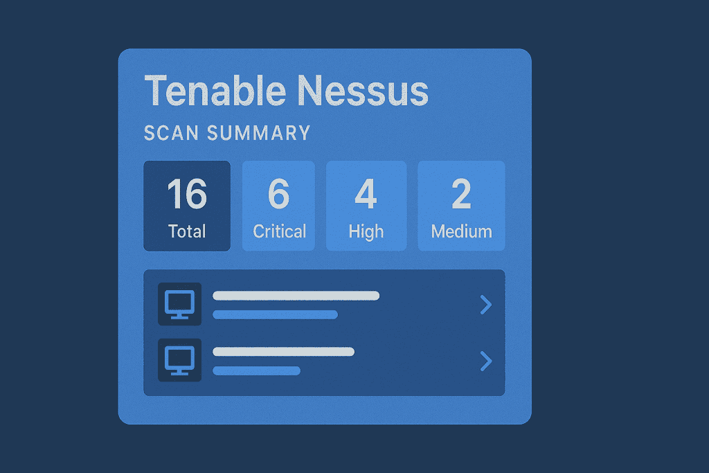 Tenable Nessus dashboard interface showing scan summary