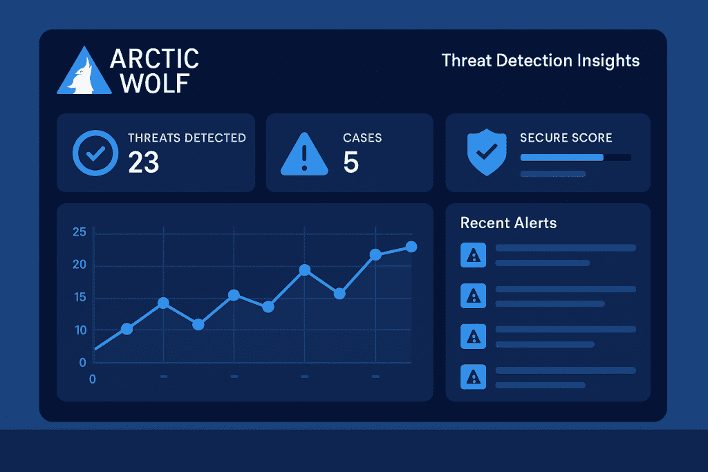 Arctic Wolf dashboard showing threat detection insights