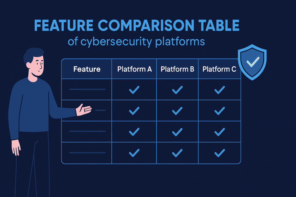 Feature comparison table of cybersecurity platforms
