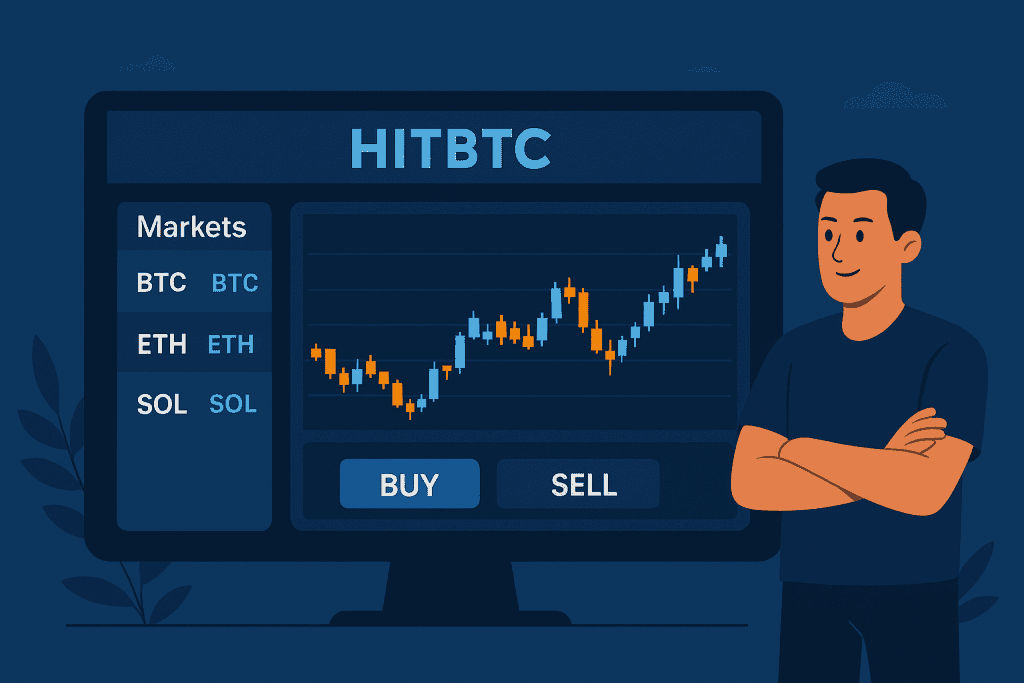 HitBTC trading dashboard with live price charts