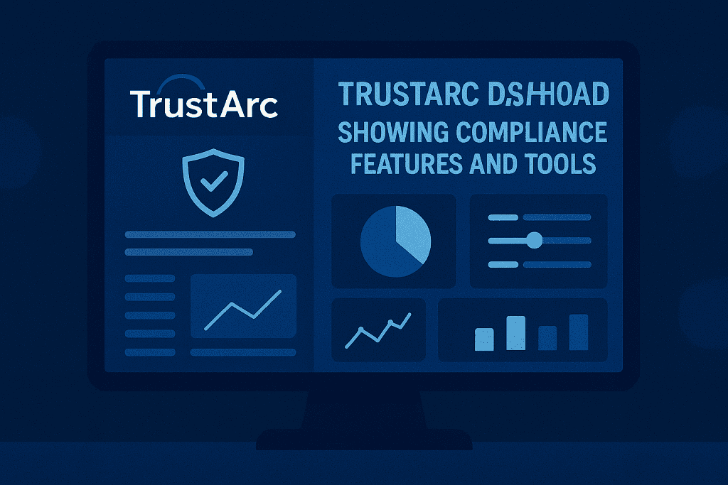 TrustArc dashboard showing compliance features and tools