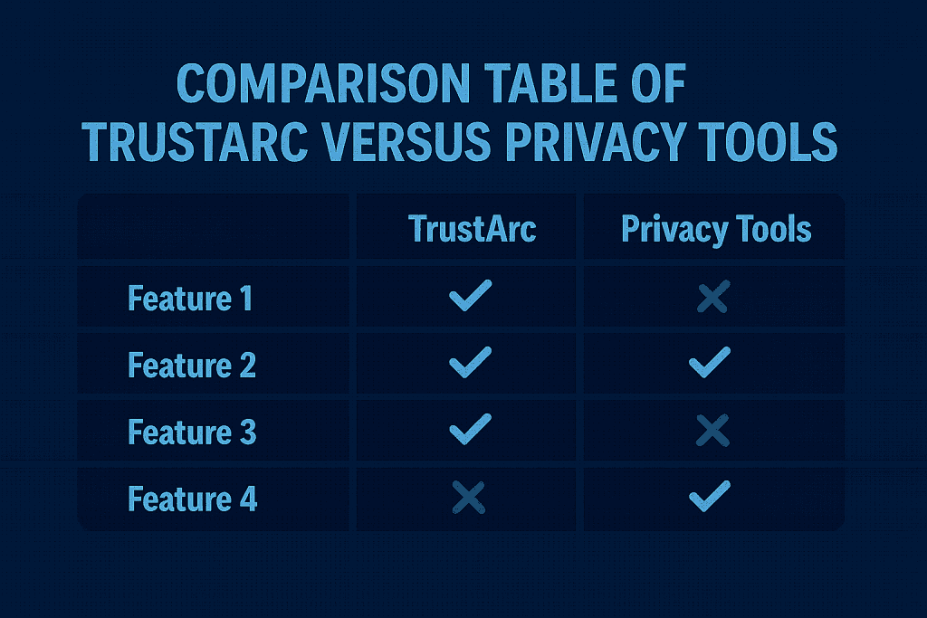Comparison table of TrustArc versus privacy tools