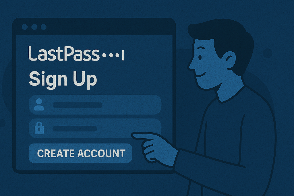 User signing up on LastPass website screen