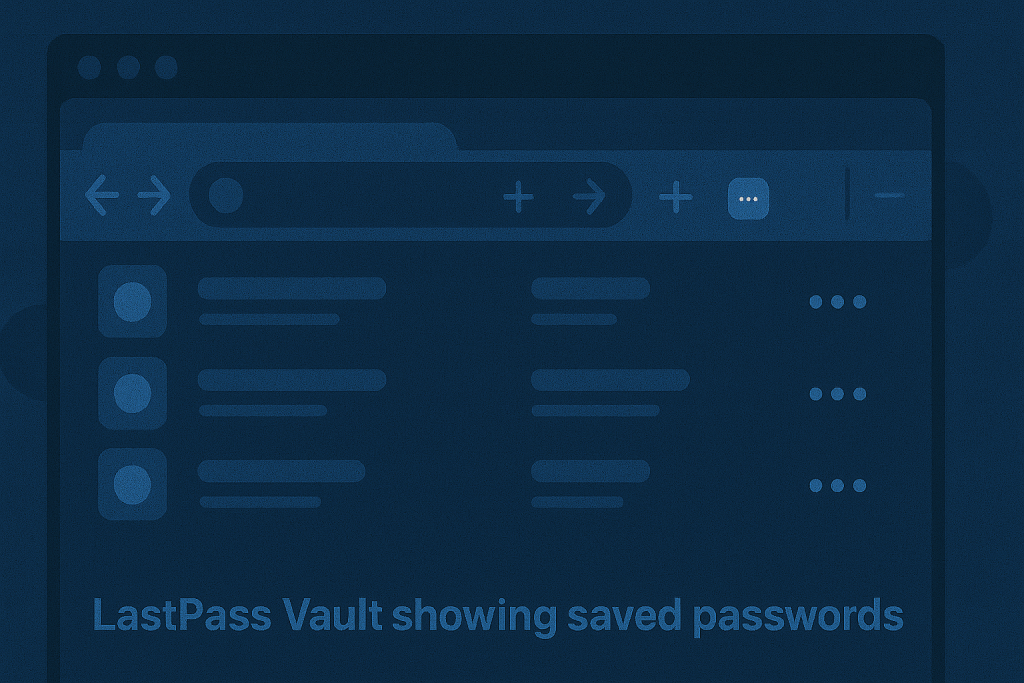LastPass vault showing saved passwords