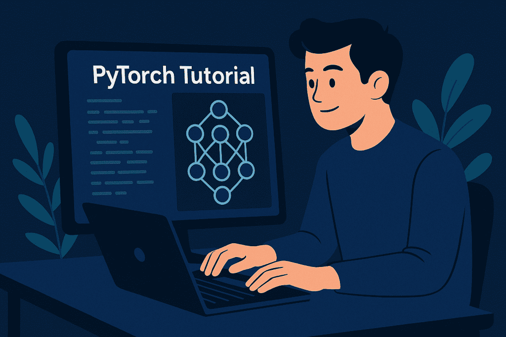 Person coding PyTorch Tutorial neural network project