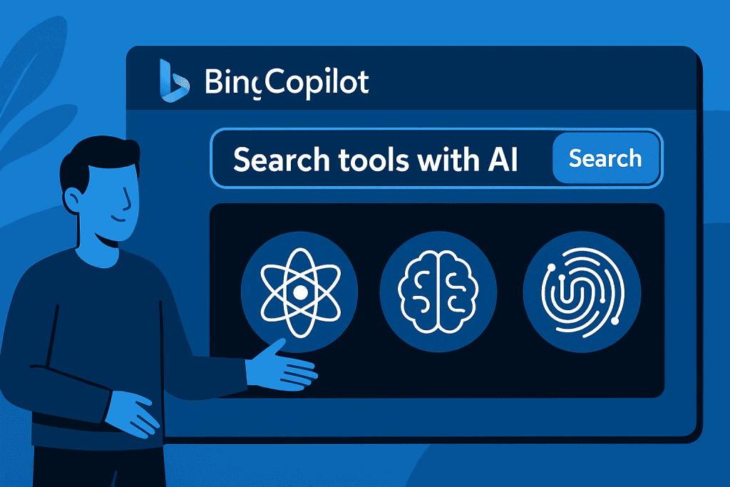 Copilot Bing features demo with AI search tools