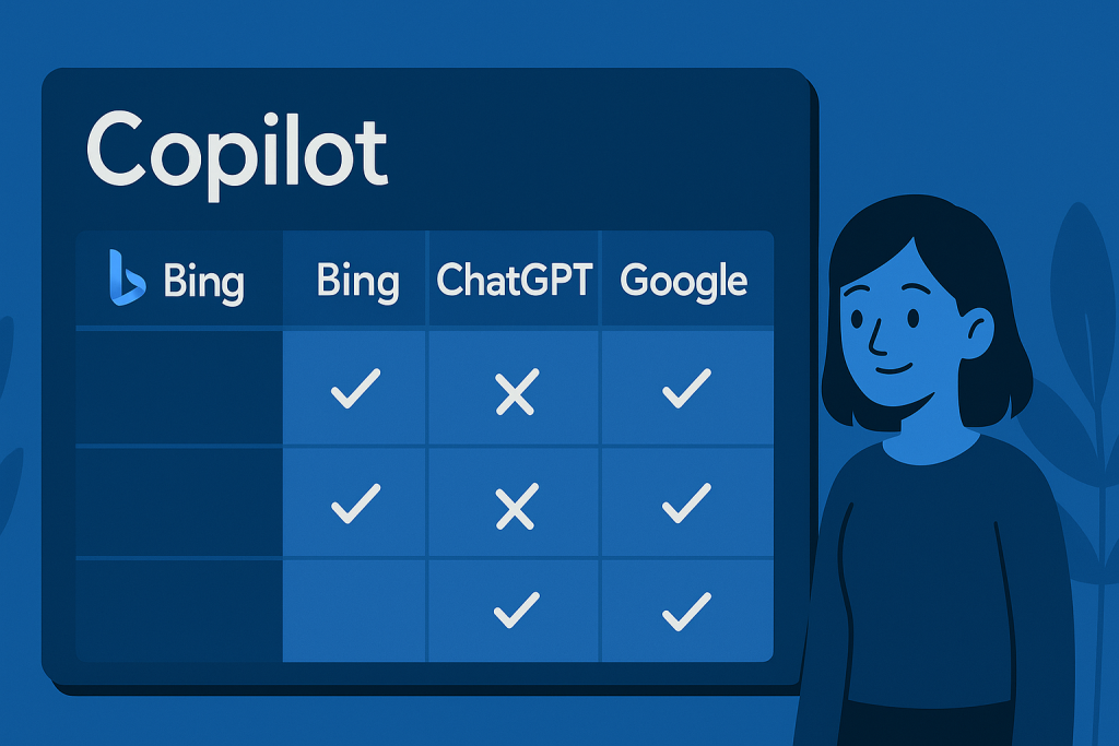 Copilot Bing vs ChatGPT vs Google comparison table