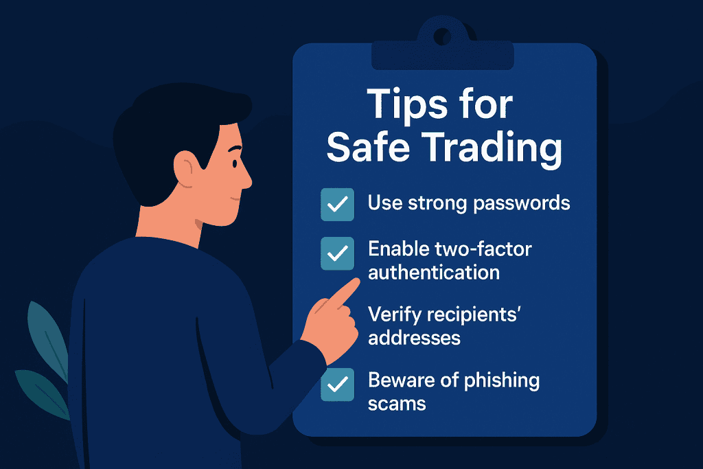 Tips checklist graphic for safe trading practices