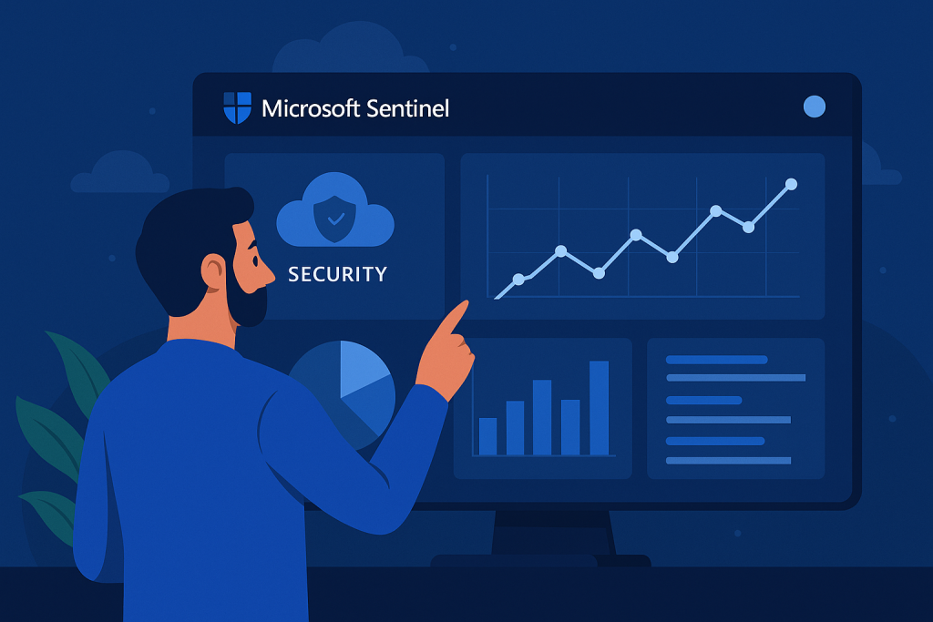 Microsoft Sentinel dashboard showing cloud security metrics