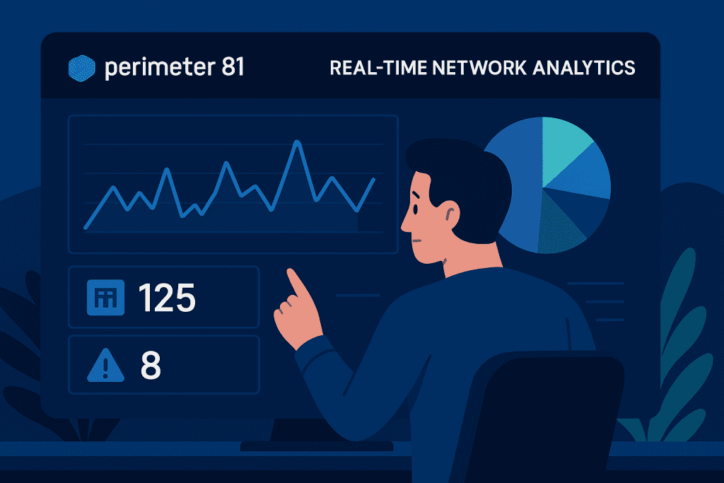 Perimeter 81 analytics showing real-time network monitoring results