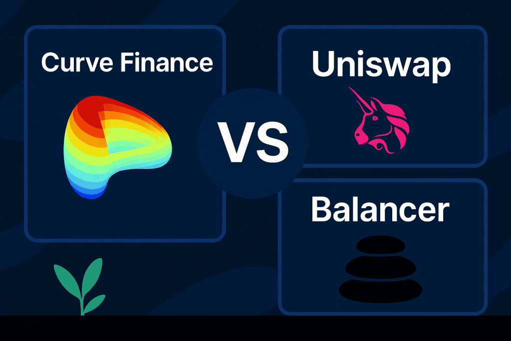 Curve Finance versus Uniswap and Balancer comparison graphic