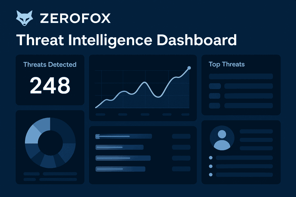 Threat intelligence dashboard view from ZeroFox.