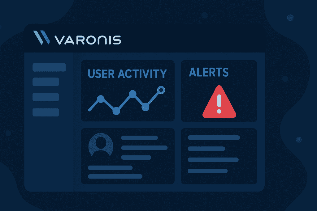 Varonis dashboard showing user activity and alerts