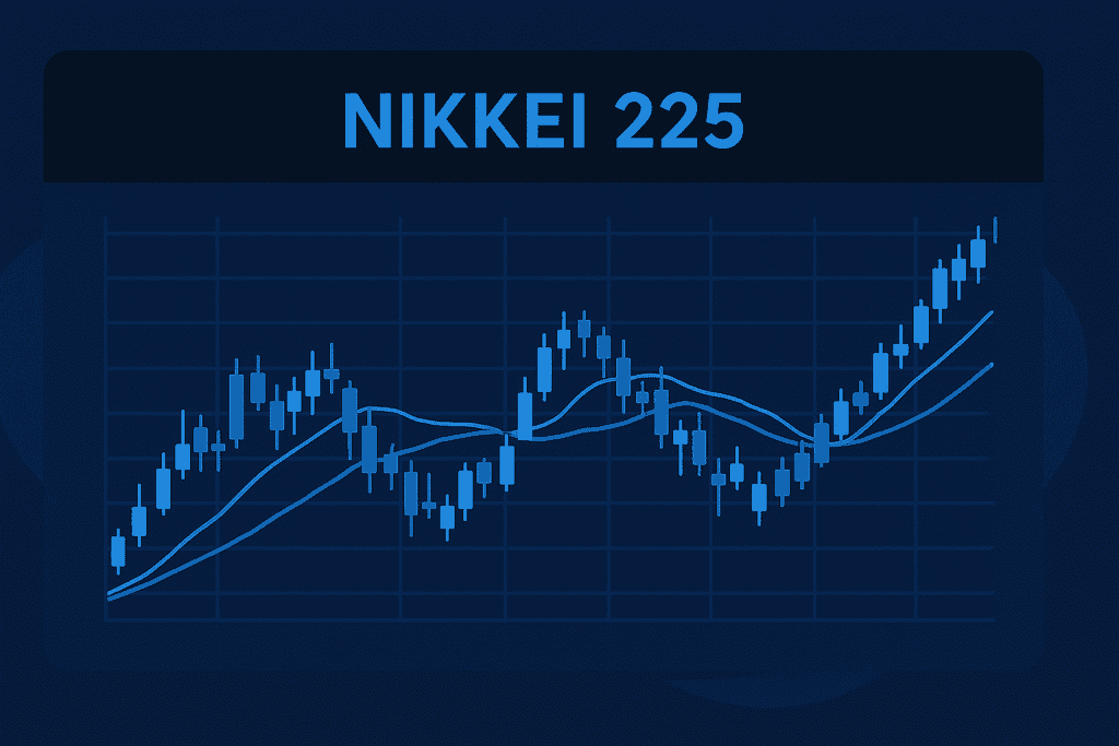 Technical chart showing Nikkei 225 performance