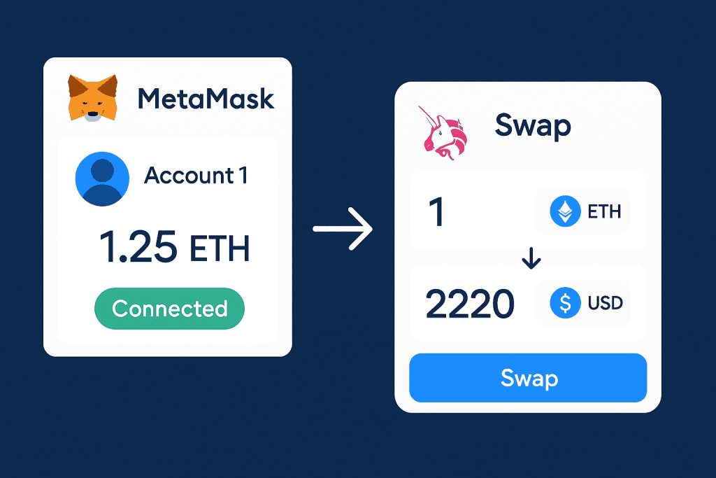MetaMask wallet interface showing swap feature