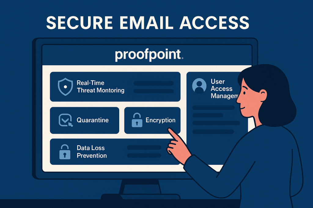 User navigating Proofpoint dashboard and settings