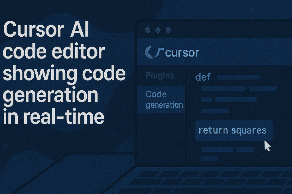 Cursor AI code editor showing code generation in real-time.