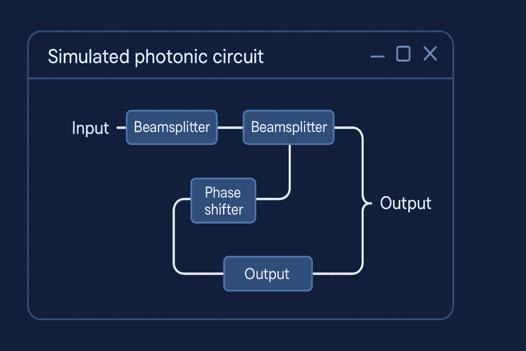 Screenshot of a simple simulated photonic circuit